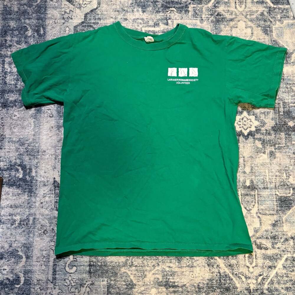 Anvil Larimer Humane Society Volunteer T-Shirt Size M Green